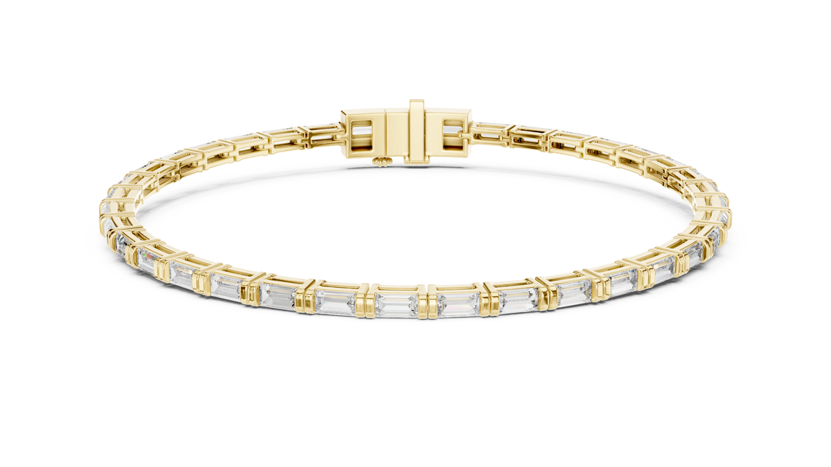 Tennisarmband met horizontaal gezette baguettediamanten — aanzicht 1
