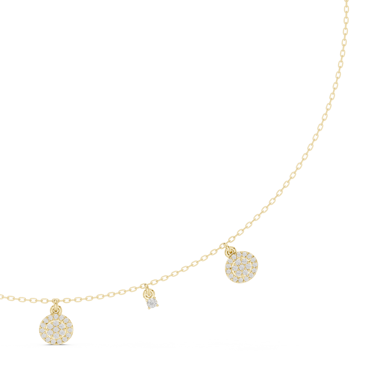 Halsketting met diamanten schijfhanger — aanzicht 1