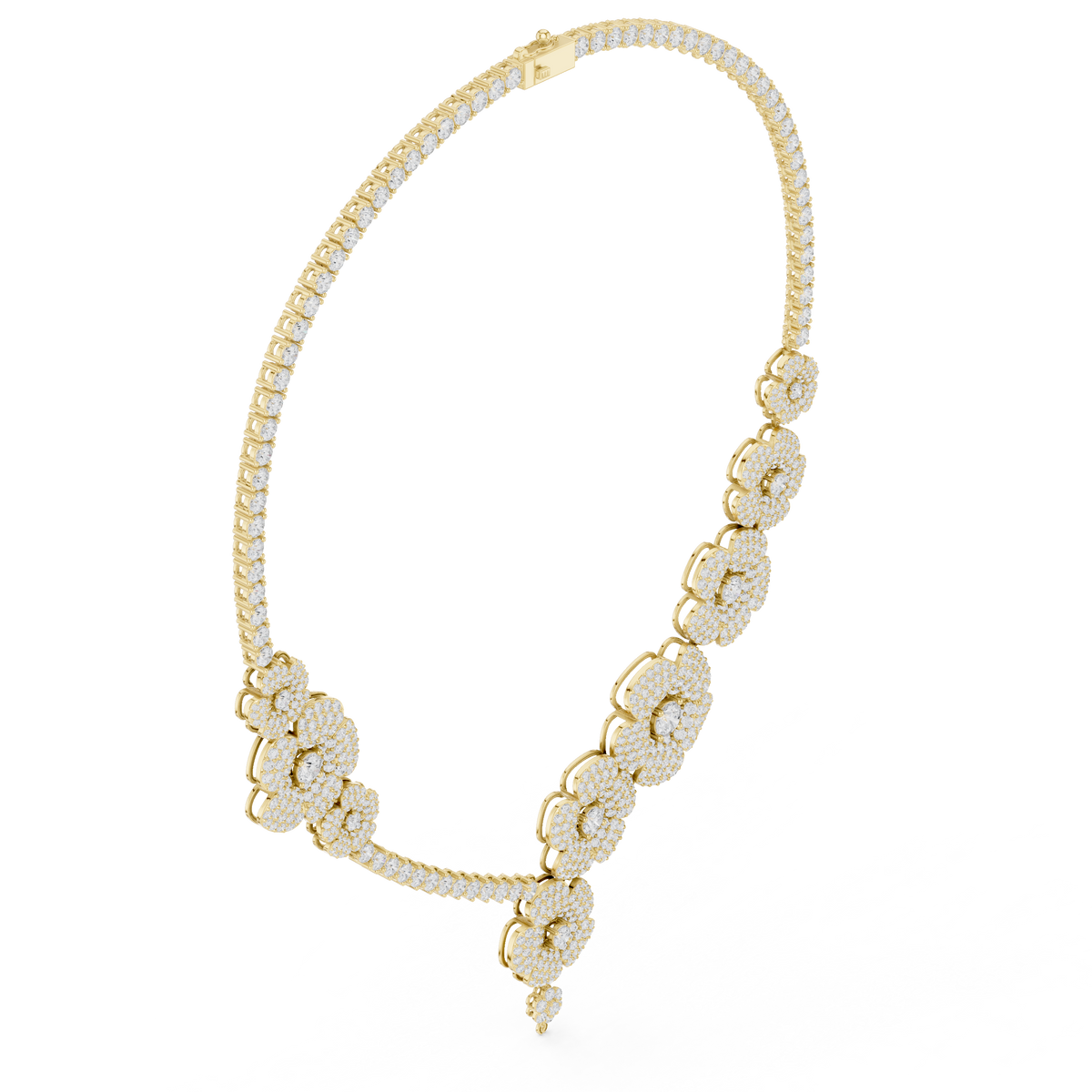 Floral Cluster Diamond Tennis Necklace- view 5