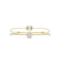 Emerald and Cushion Two-Stone Diamond Bracelet- view 1