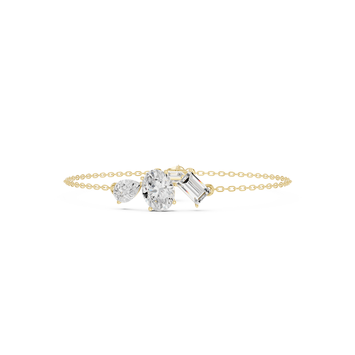 Clusterarmband met peervormige, ovale en emeraldgeslepen diamanten — aanzicht 4