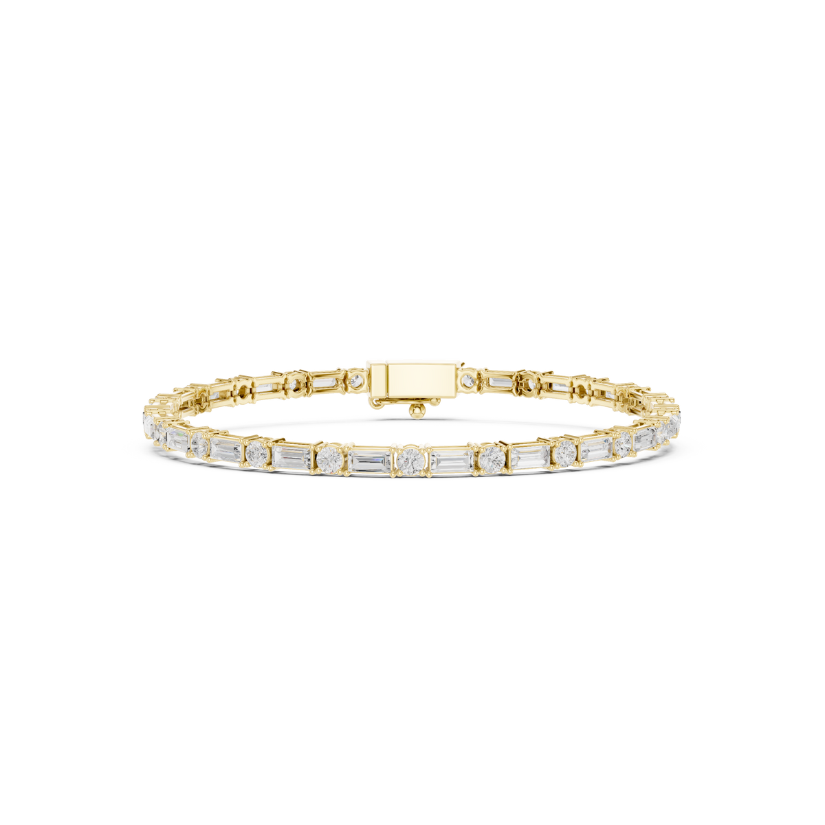 Baguette And Round Diamond Tennis Bracelet- view 1