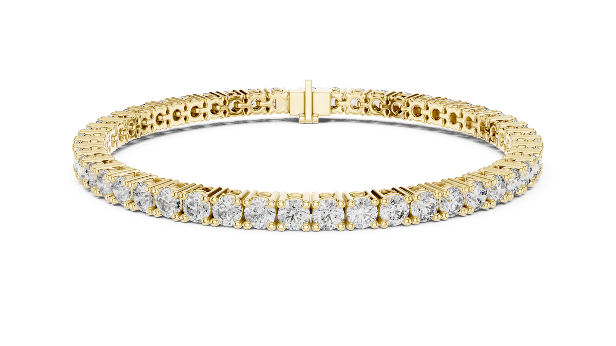 Tennisarmband met ronde diamanten in vierpootszetting — aanzicht 1