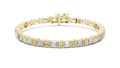 Emerald-Cut Diamond Tennis Bracelet with Double-Bar Spacers- view 1