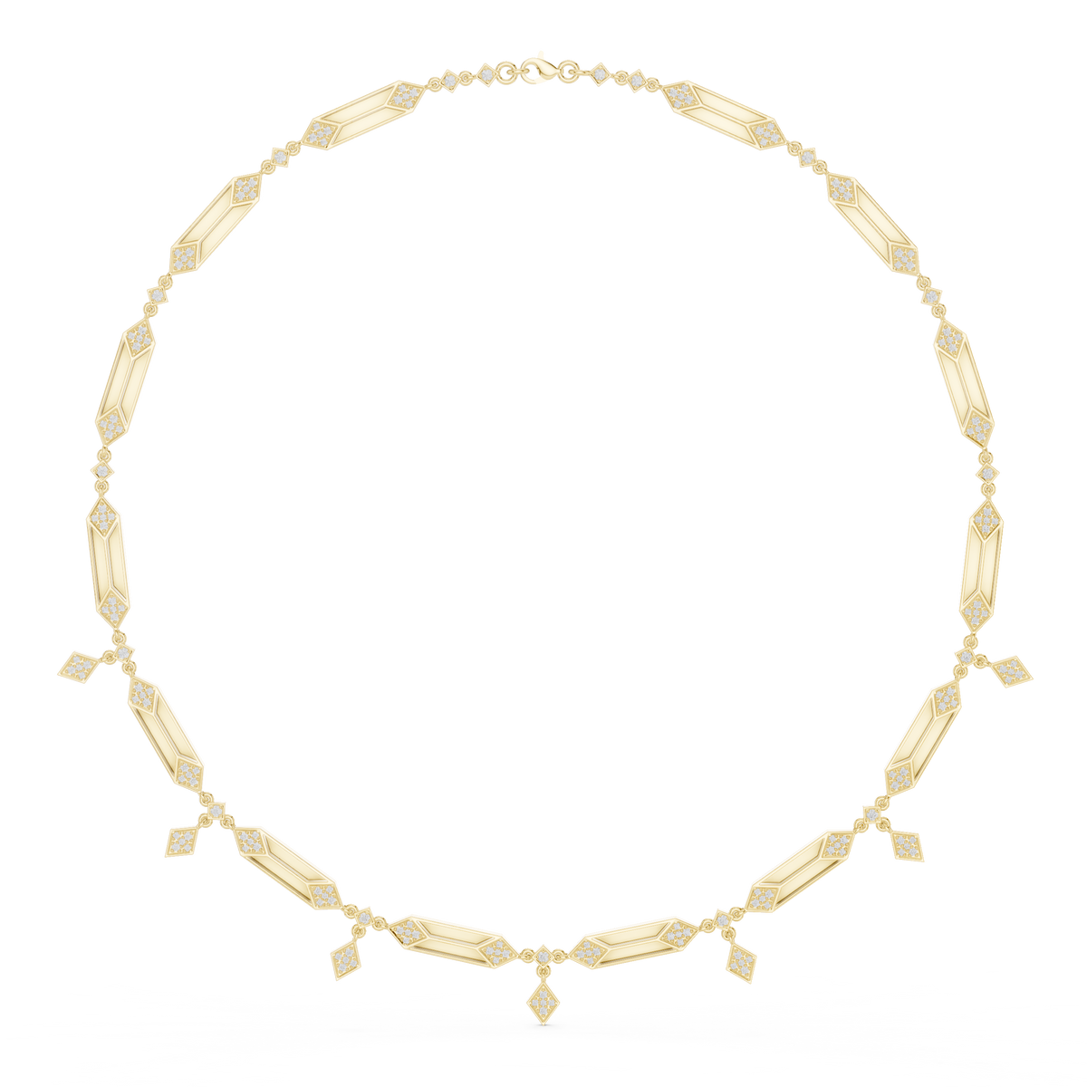 Geometric Diamond Link Necklace- view 5