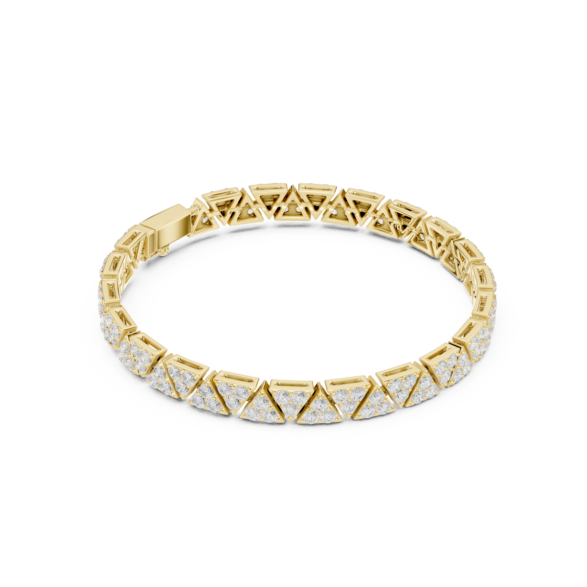 Tennisarmband met driehoekige diamantclusters — aanzicht 4