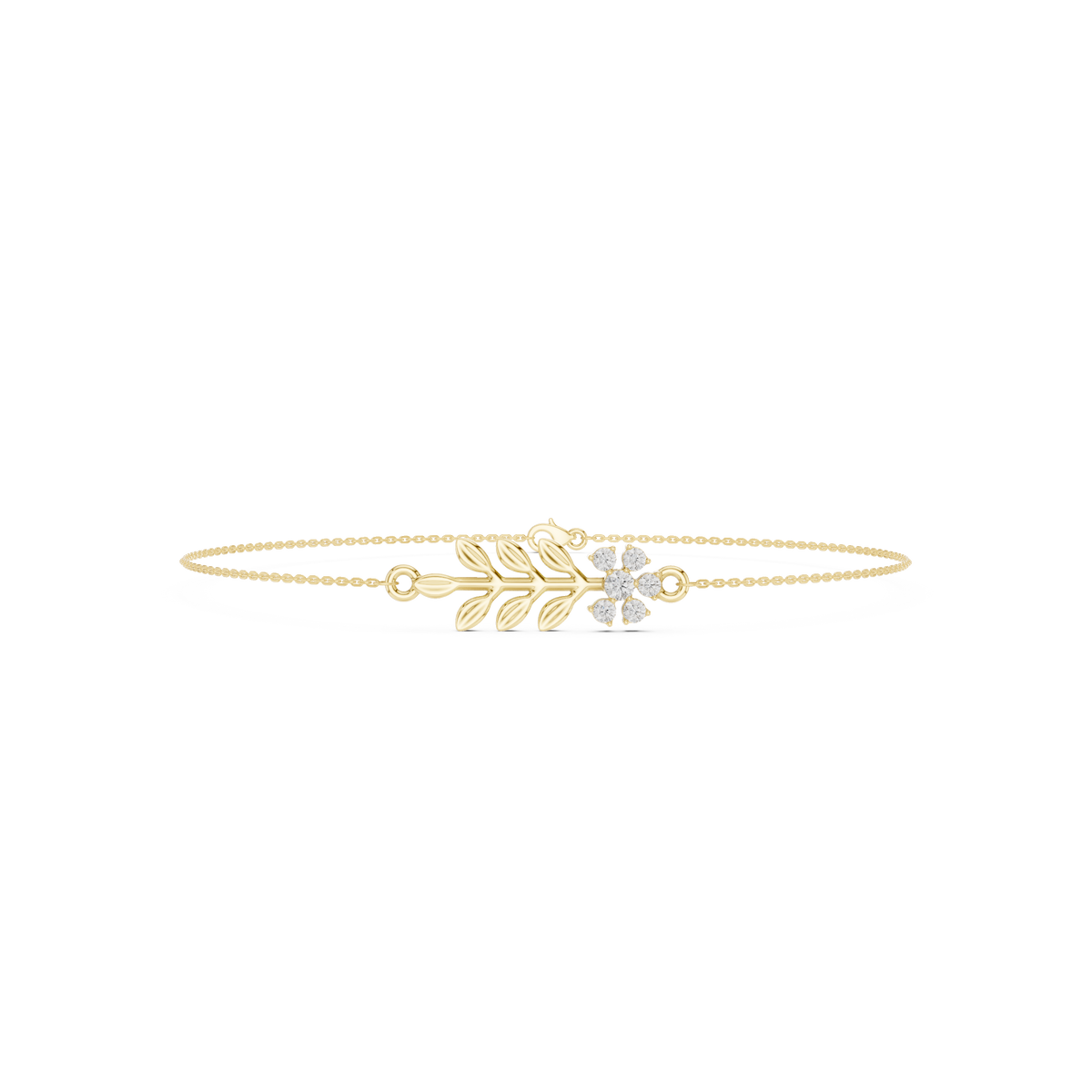 Armband met diamanten bloemmotief — aanzicht 1