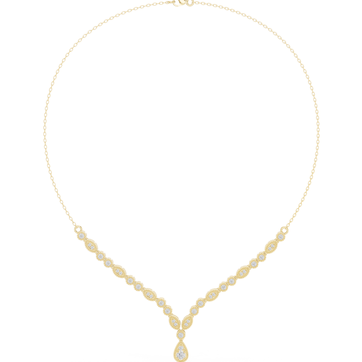V-Shaped Diamond Drop Necklace- view 6