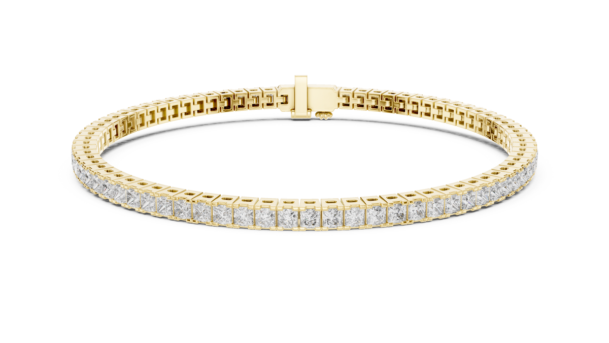 Tennisarmband met princessgeslepen diamanten — aanzicht 1