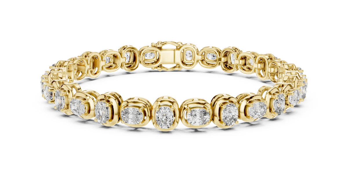 Tennisarmband met hoefijzerschakels en ronde diamanten — aanzicht 1