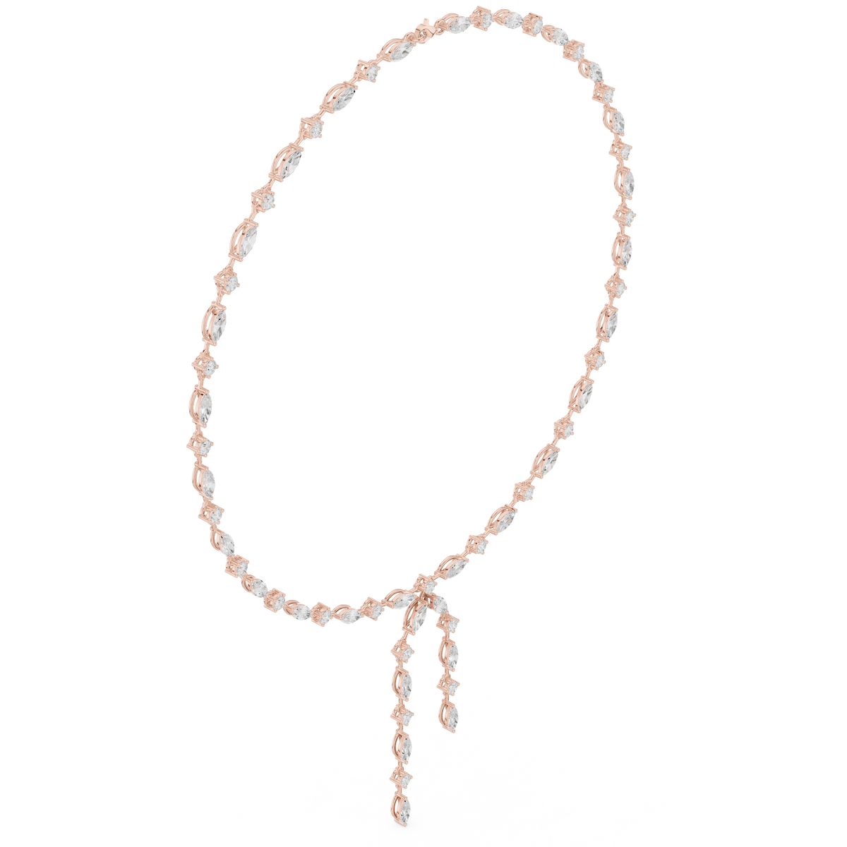 Marquise and Round Drop Necklace- view 5