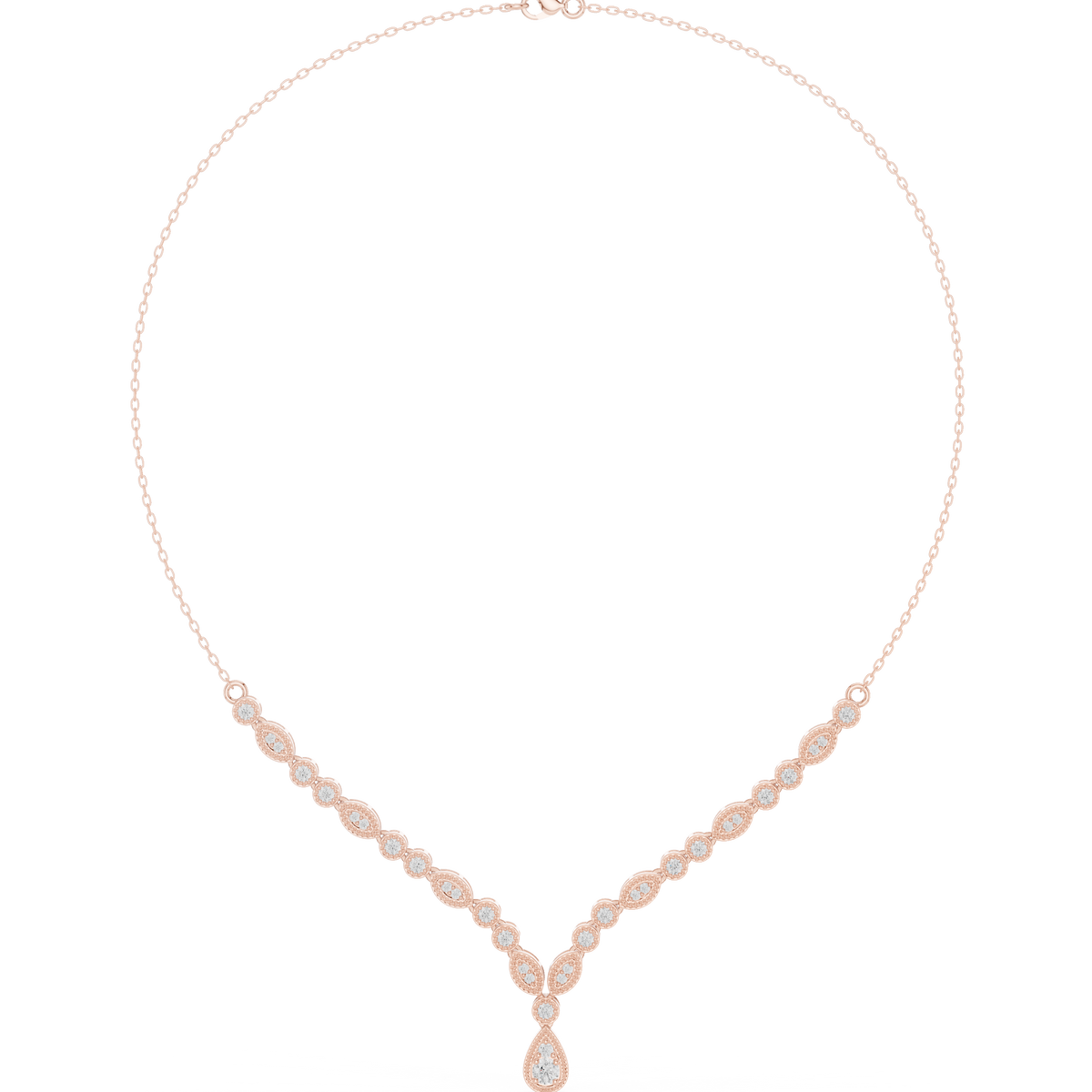 V-Shaped Diamond Drop Necklace- view 2