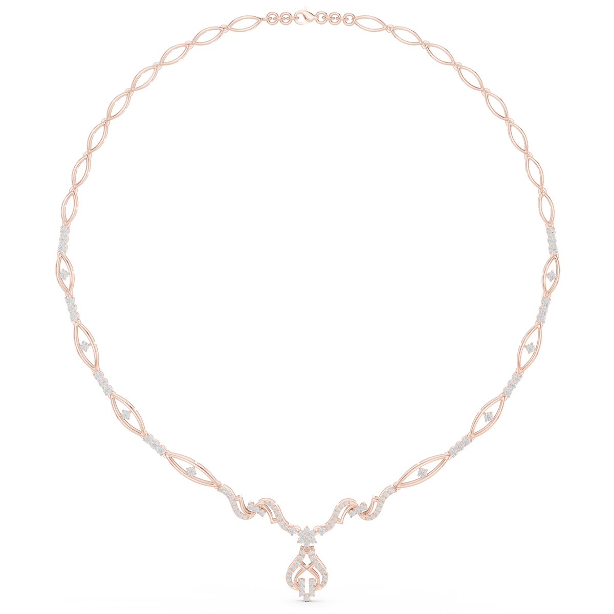 Oval Link Diamond Necklace- view 2