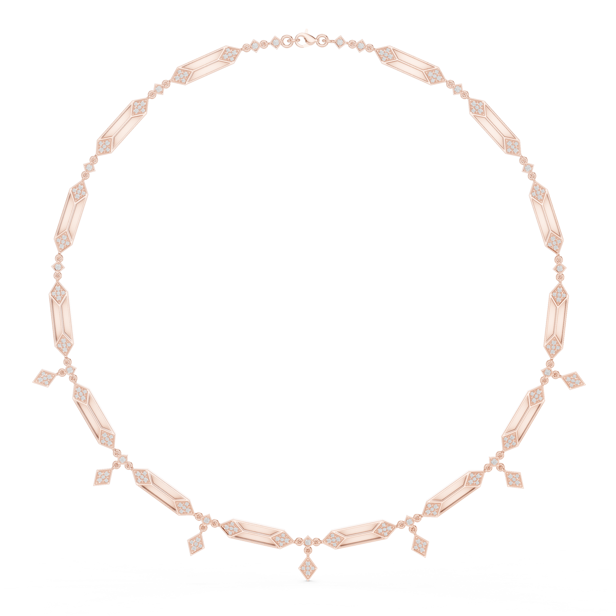 Geometric Diamond Link Necklace- view 2