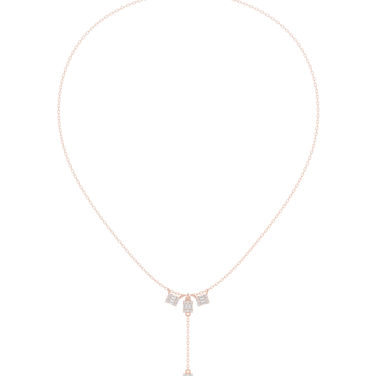 Halsketting met diamanthanger in illusiezetting — aanzicht 6