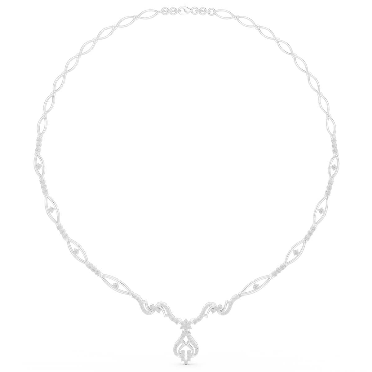 Oval Link Diamond Necklace- view 8