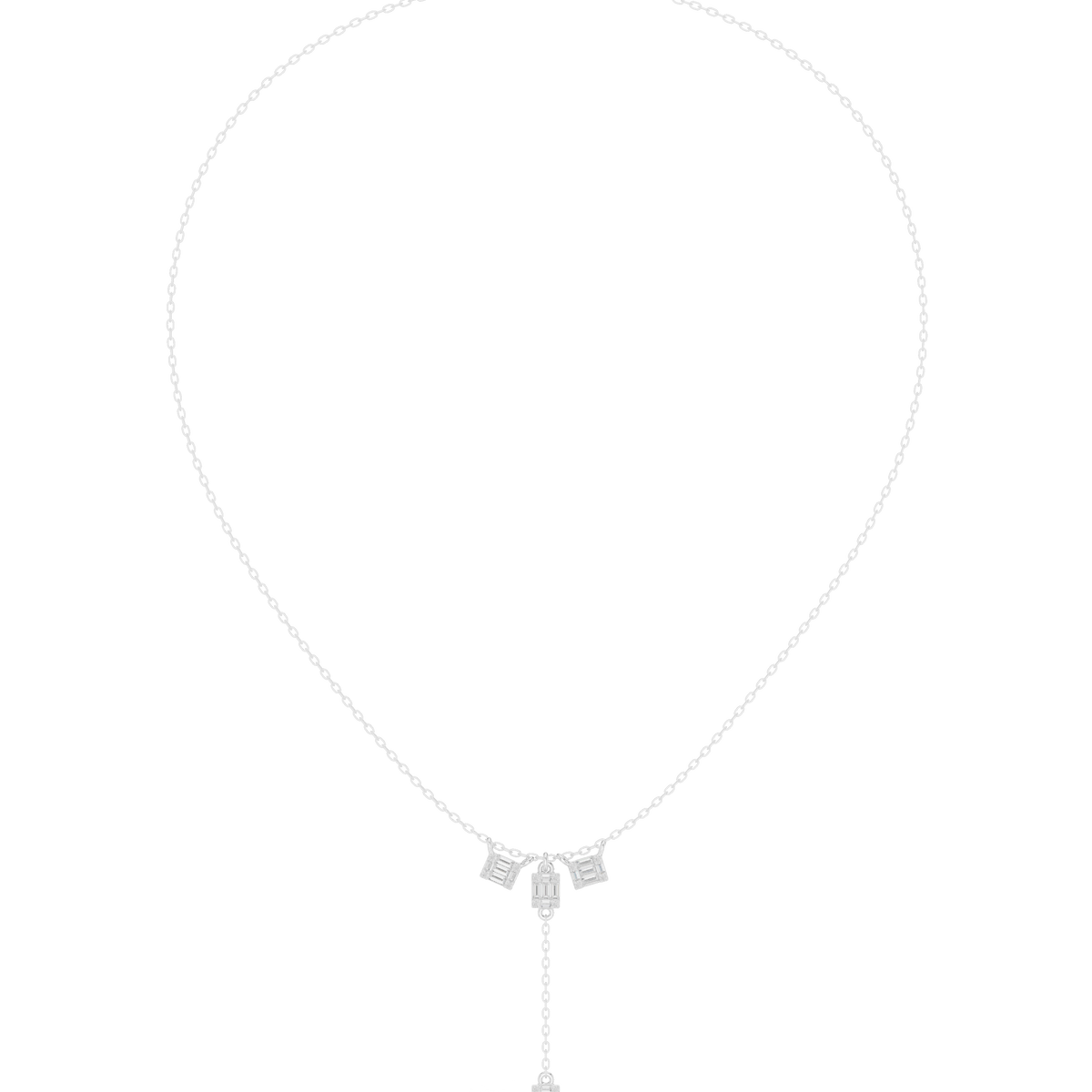 Halsketting met diamanthanger in illusiezetting — aanzicht 7