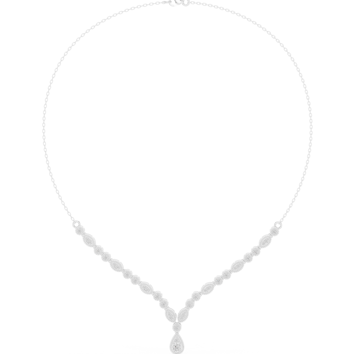 V-Shaped Diamond Drop Necklace- view 3