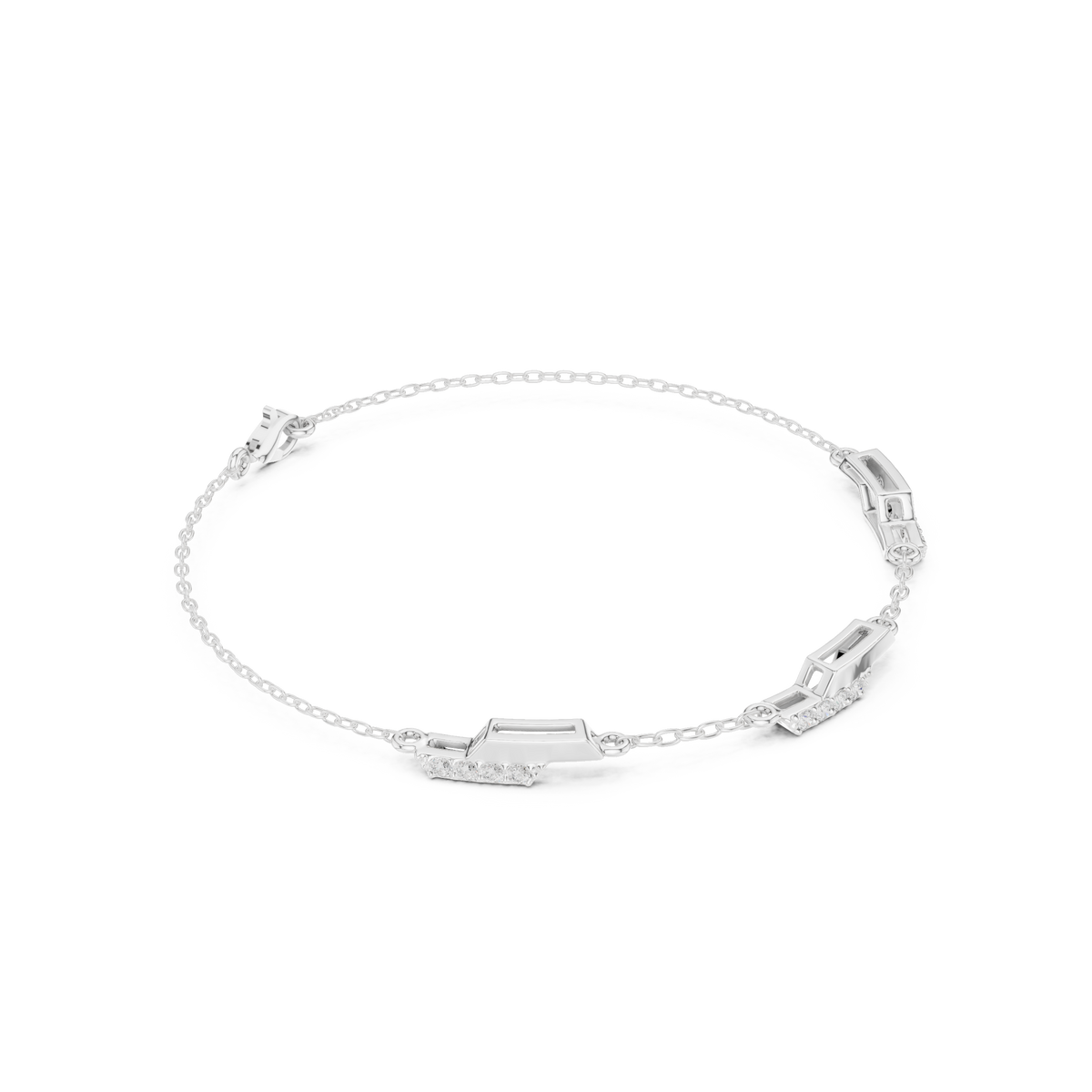 Zigzag Diamond Station Chain Bracelet- view 4