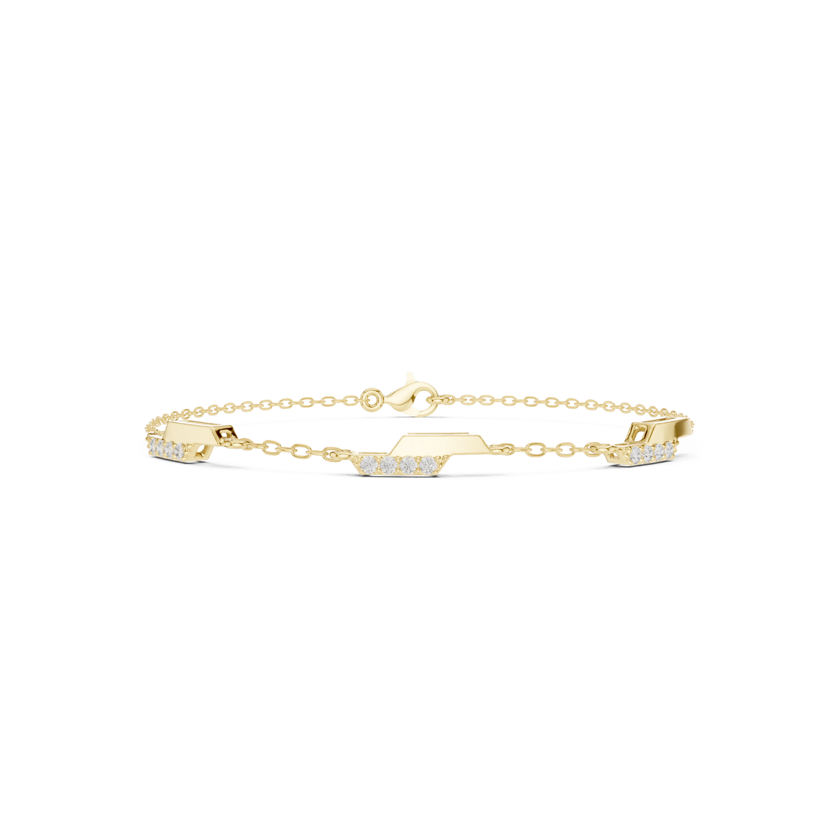 Zigzag Diamond Station Chain Bracelet- view 1