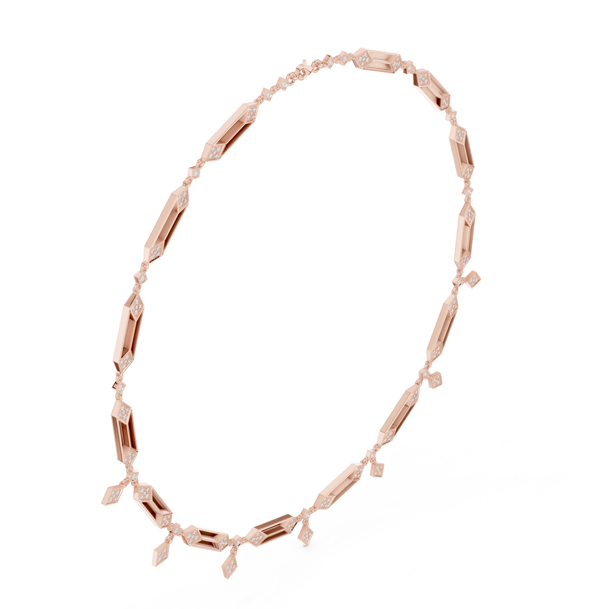 Geometric Diamond Link Necklace- view 7