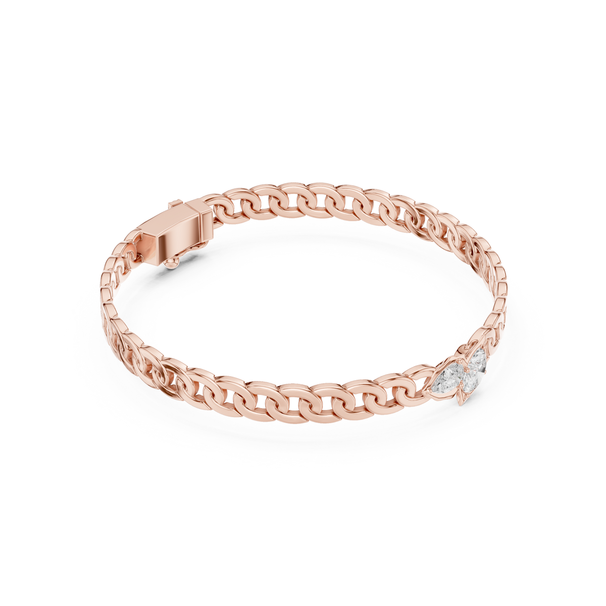 Pear And Oval Cuban-Link Bracelet
