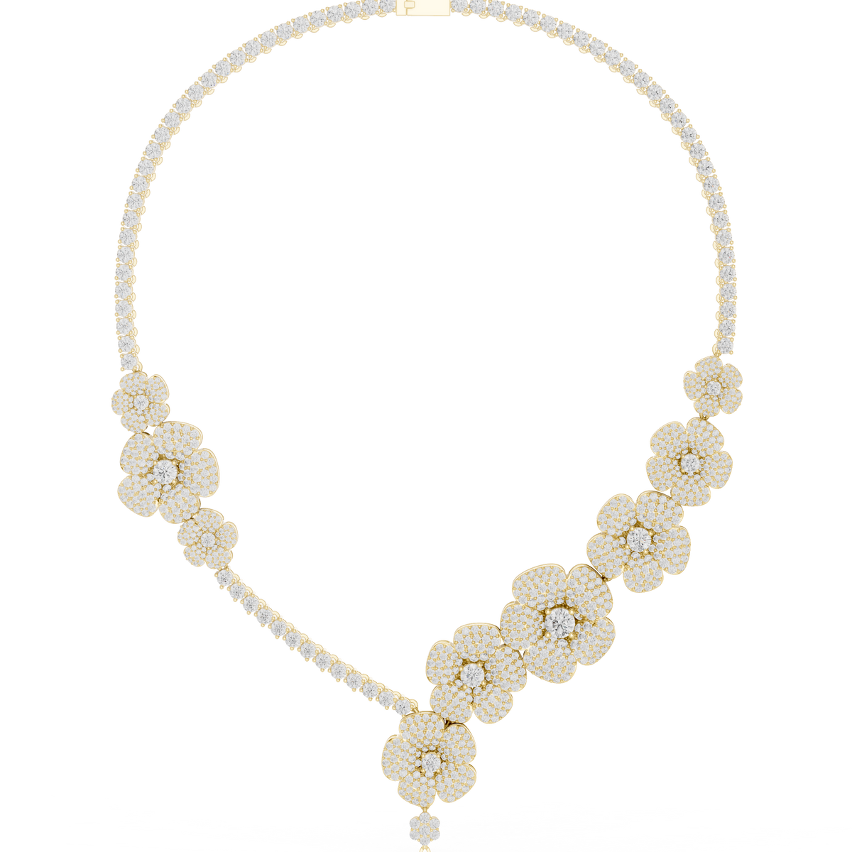 Floral Cluster Diamond Tennis Necklace- view 7