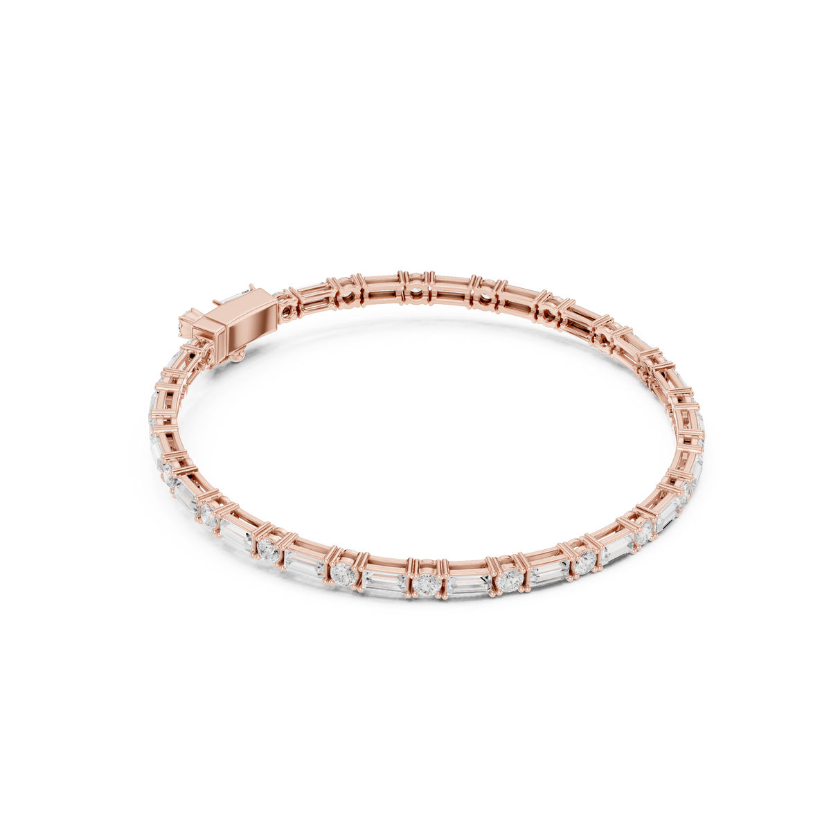 Baguette And Round Diamond Tennis Bracelet- view 4