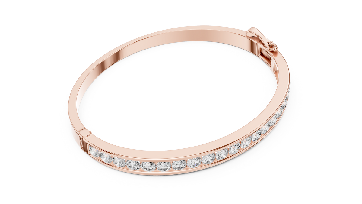Channel-Set Round Diamond Hinged Bangle- view 4