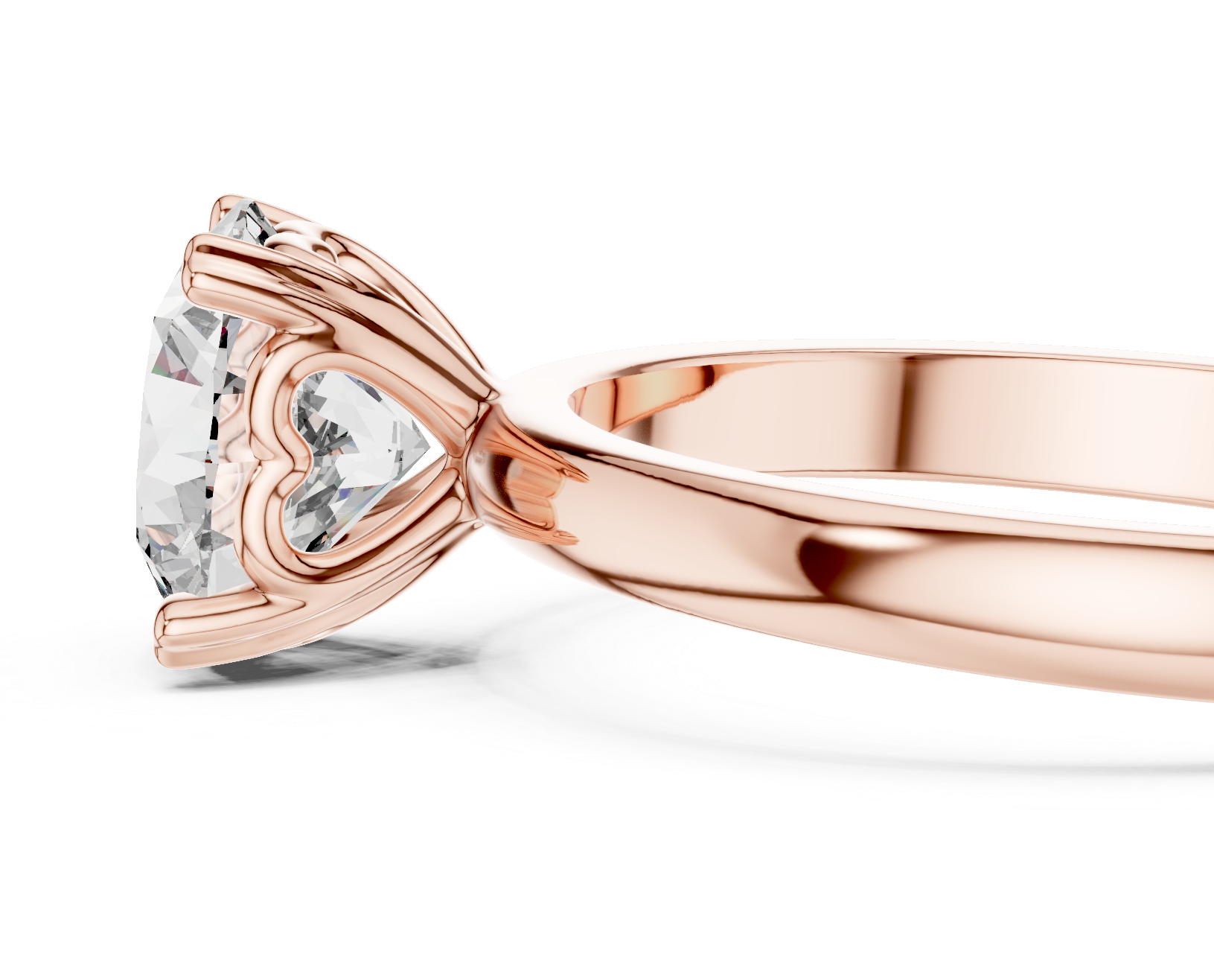 Roségouden ring met hartvormige zetkast 