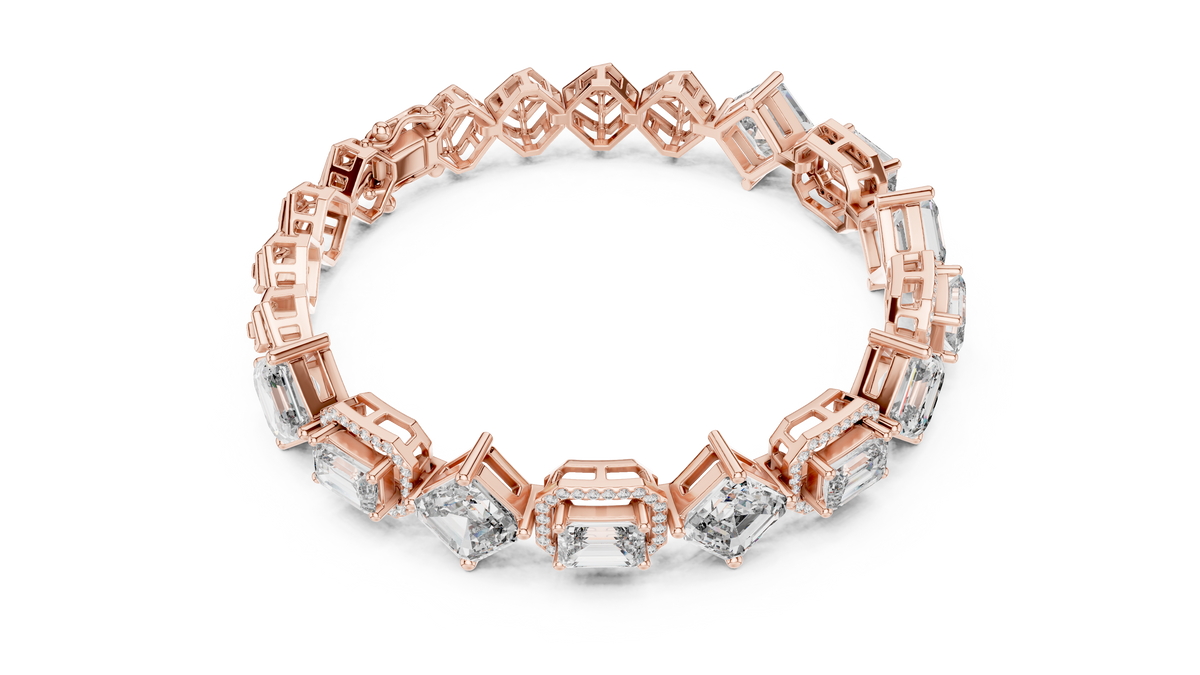 Radiant and Trillion Halo Diamond Tennis Bracelet- view 4