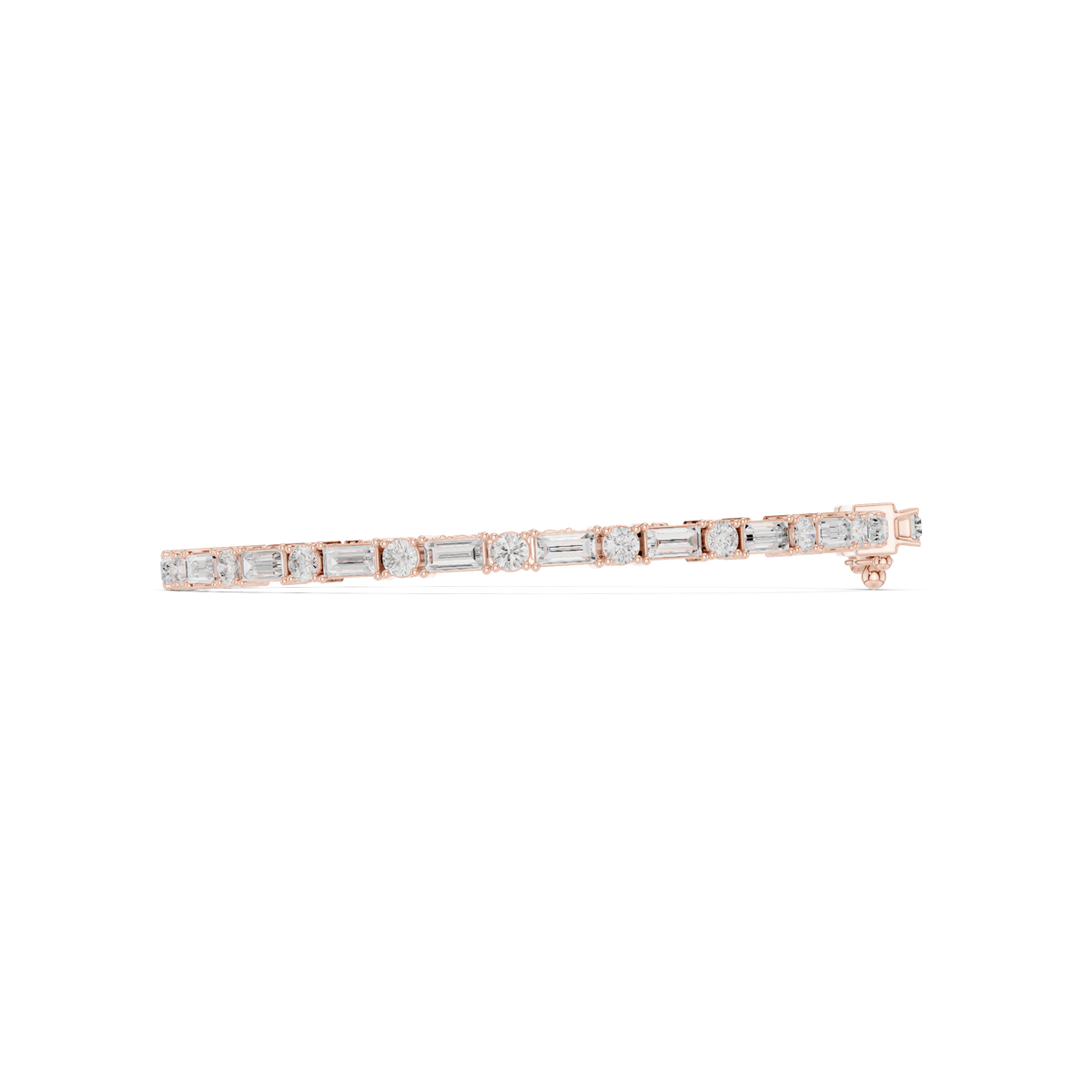 Baguette And Round Diamond Tennis Bracelet- view 5