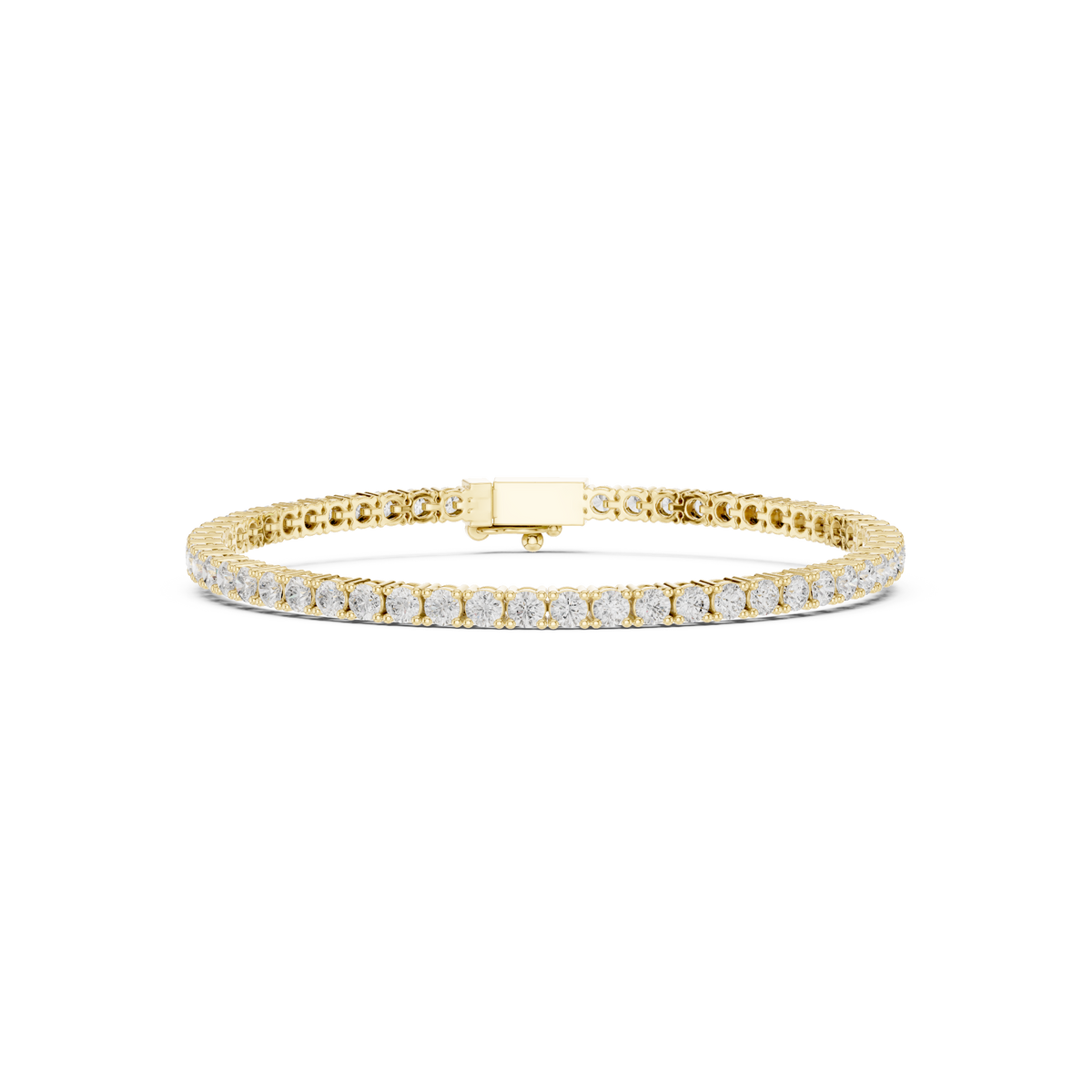 Klassieke tennisarmband met ronde diamanten in vierpootszetting — aanzicht 1