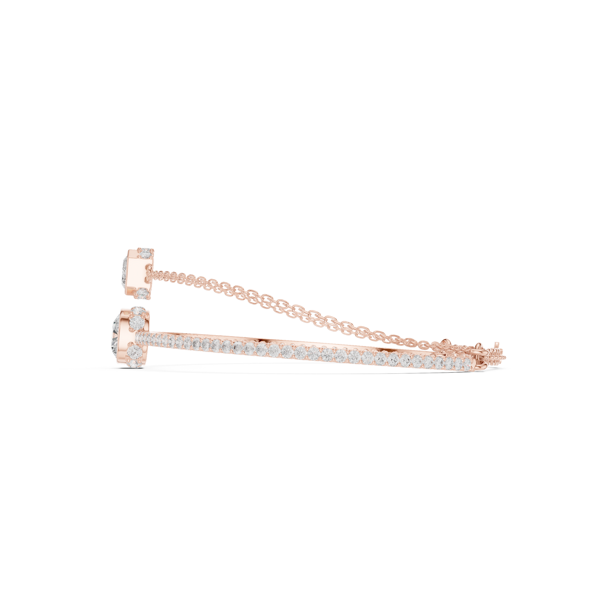 Emerald and Cushion Two-Stone Diamond Bracelet- view 4