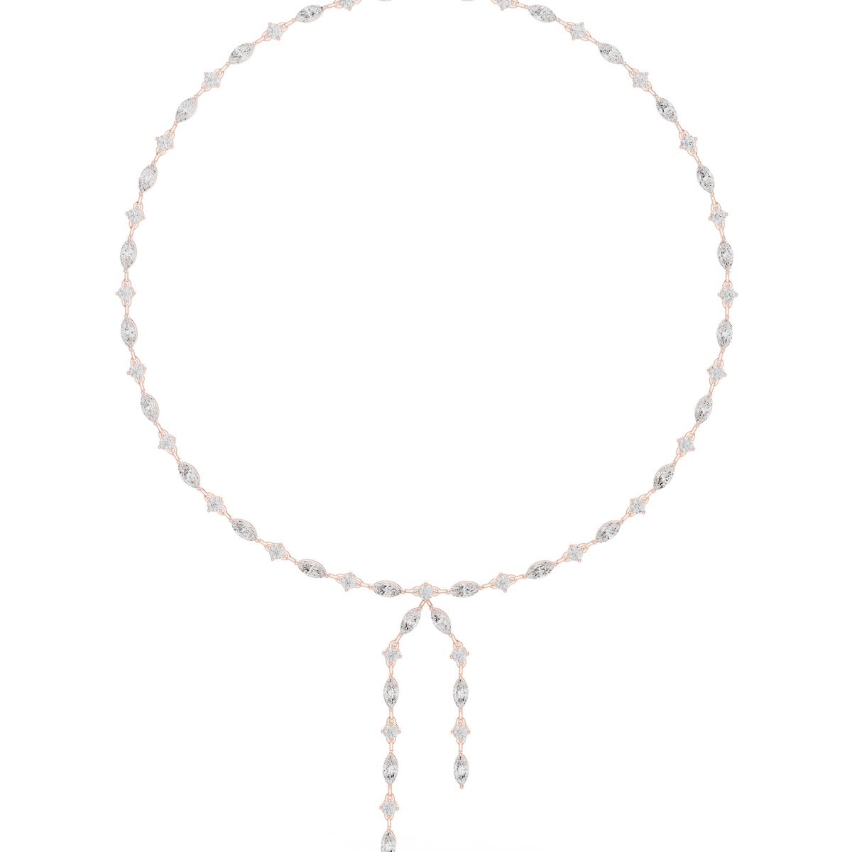 Marquise and Round Drop Necklace- view 7