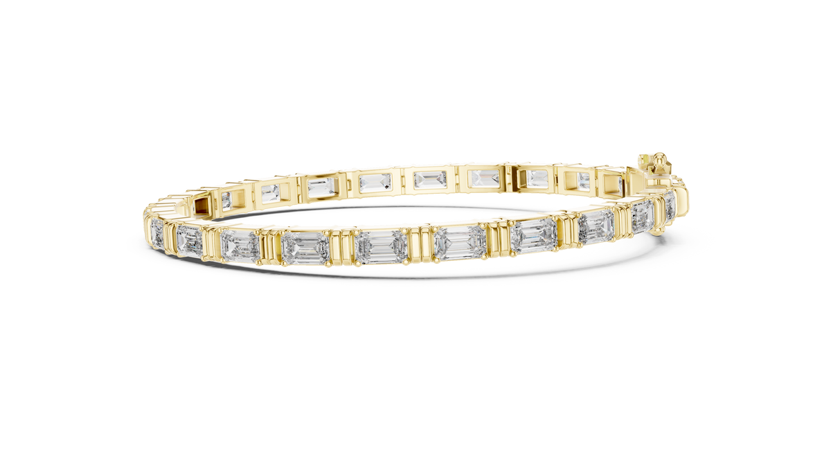 Emerald-Cut Diamond Tennis Bracelet with Double-Bar Spacers- view 4