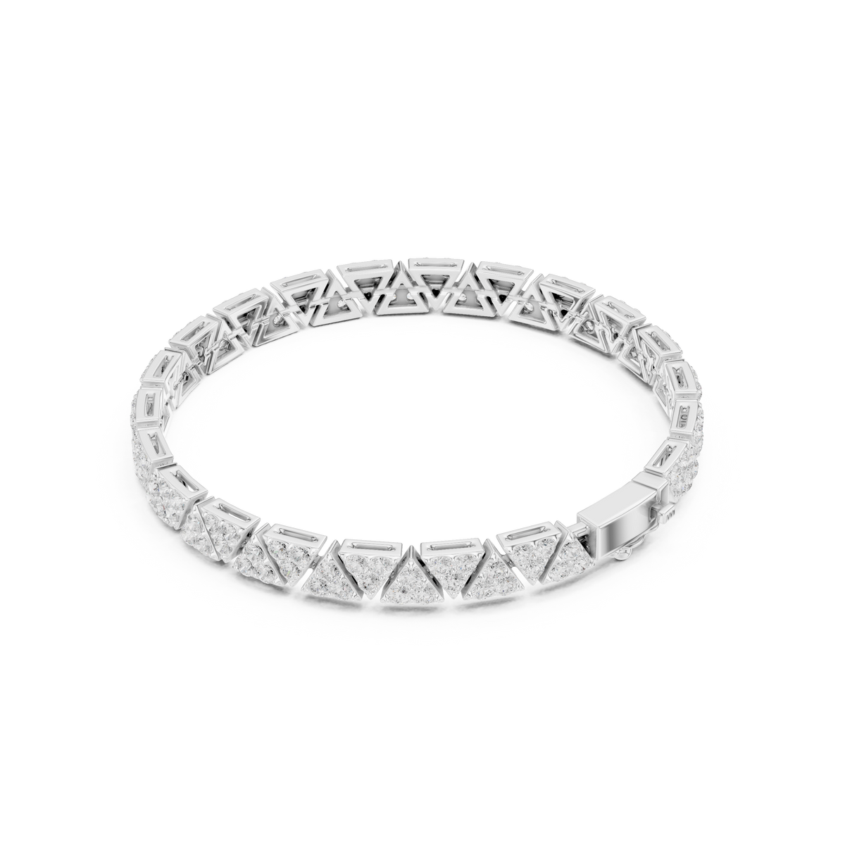 Tennisarmband met driehoekige diamantclusters — aanzicht 6