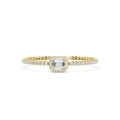 Tennisarmband met emeraldgeslepen diamant en halo — aanzicht 1