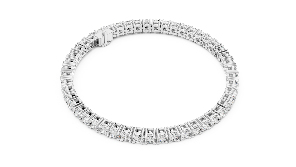 Tennisarmband met ronde diamanten in vierpootszetting — aanzicht 5
