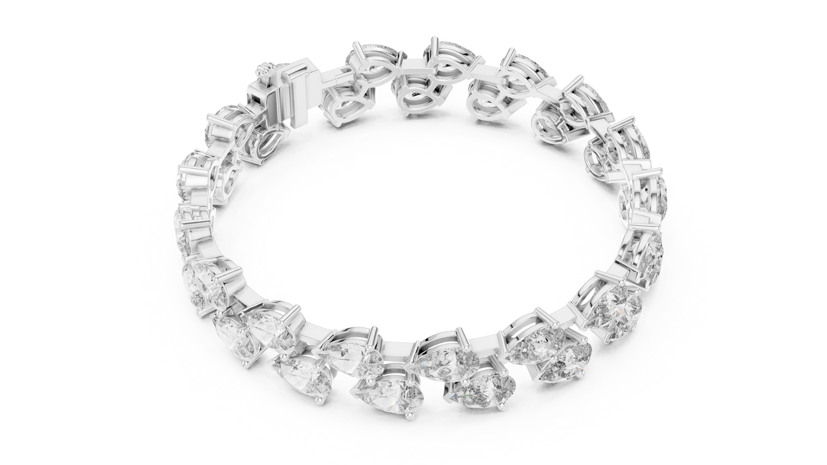 Tennisarmband met twee rijen peervormige diamanten — aanzicht 4