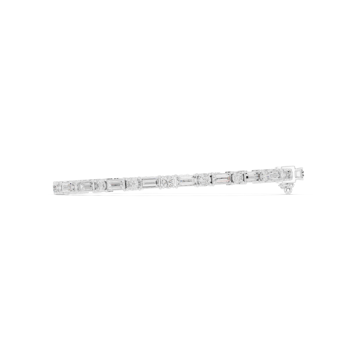 Tennisarmband met emeraldgeslepen en ronde diamanten — aanzicht 5