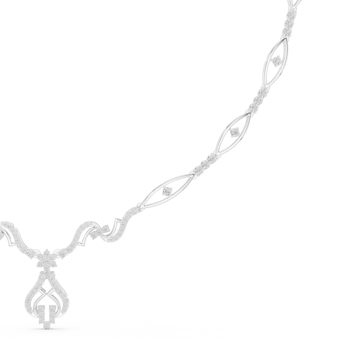Halsketting met ovale schakels en diamanten — aanzicht 1