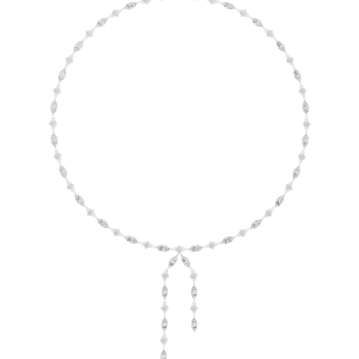 Marquise and Round Drop Necklace- view 8