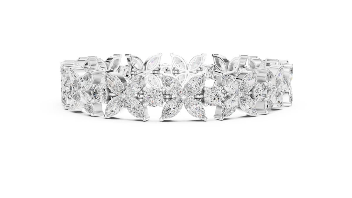 Marquise Floral Cluster Diamond Bracelet- view 4