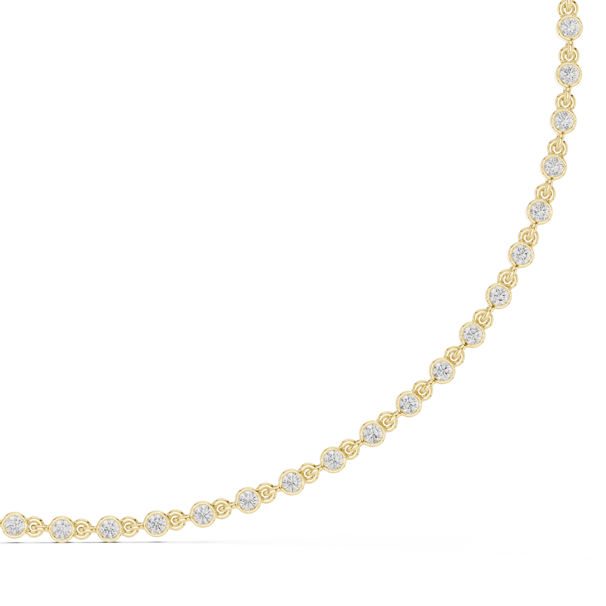 Tennishalsketting met diamanten in kastzetting — aanzicht 1