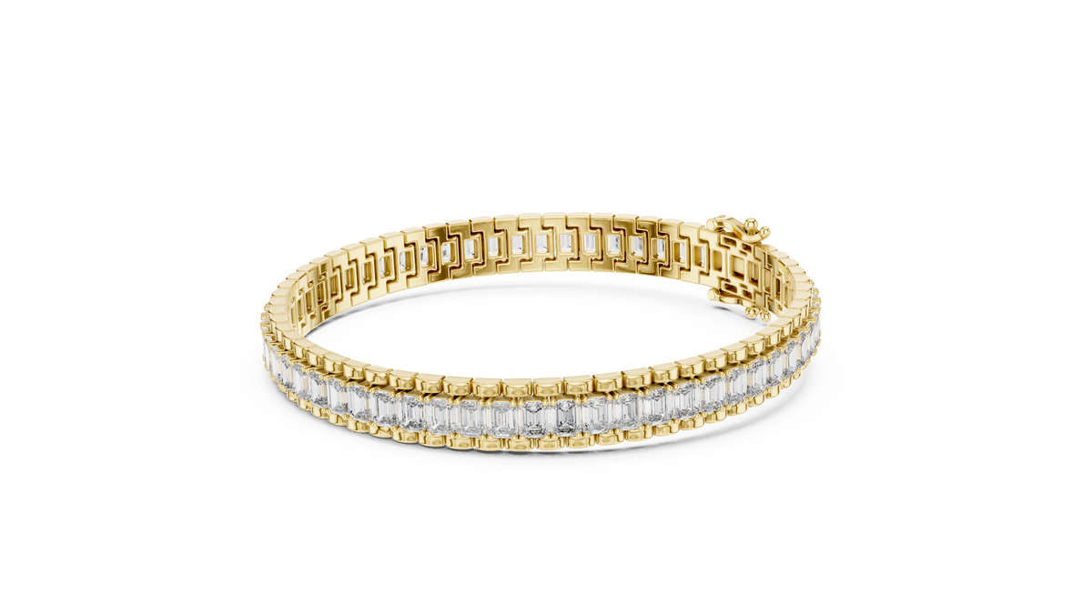 Tennisarmband met emeraldgeslepen diamanten — aanzicht 1