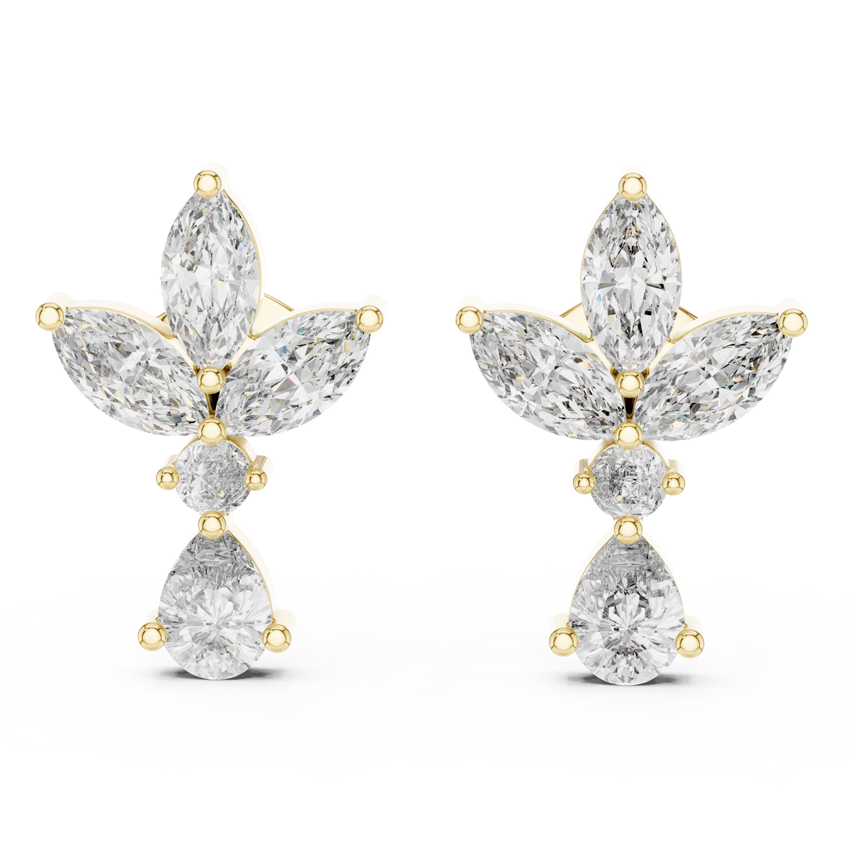 Floral Marquise Diamond Drop Earrings