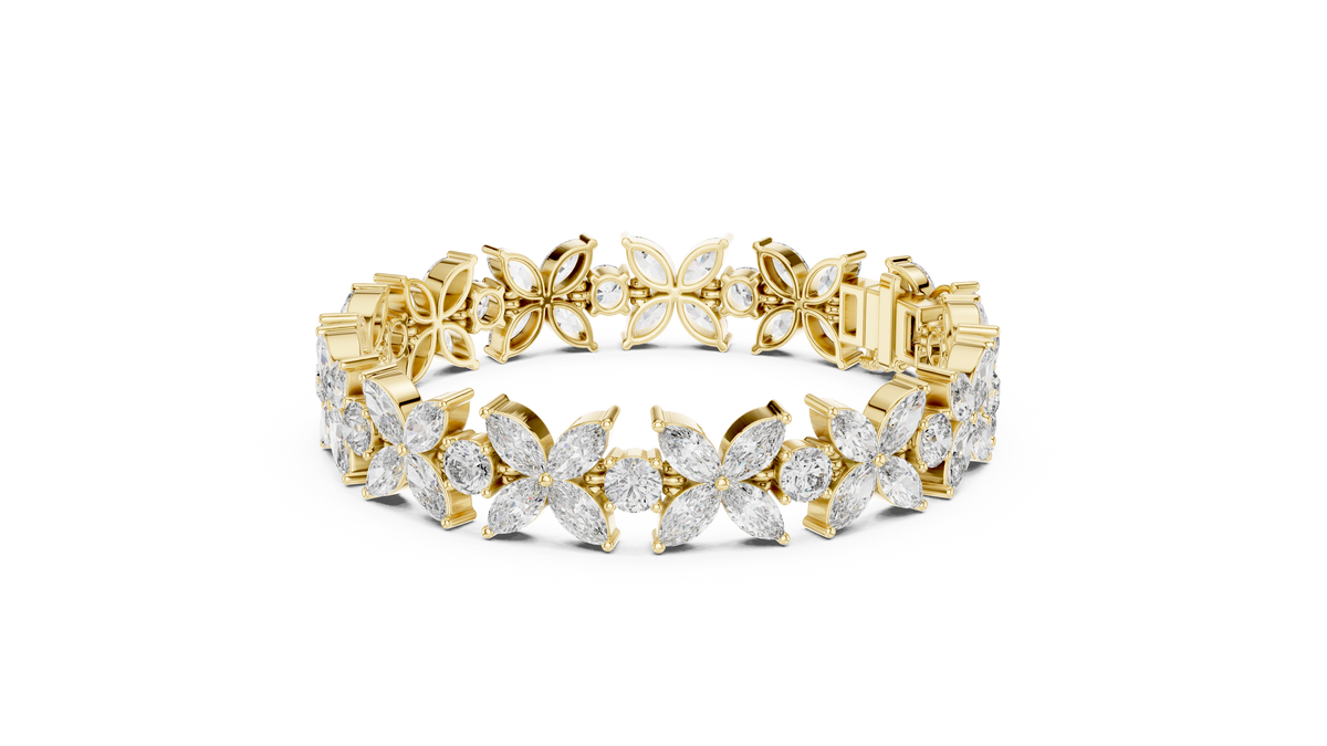 Marquise Floral Cluster Diamond Bracelet- view 1