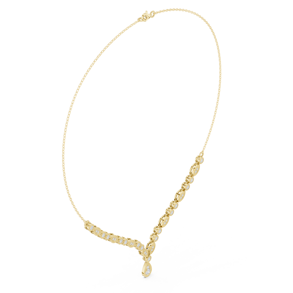 V-Shaped Diamond Drop Necklace- view 9