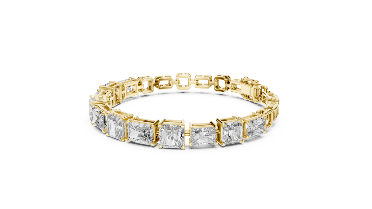 Tennisarmband met radiantgeslepen diamanten — aanzicht 1